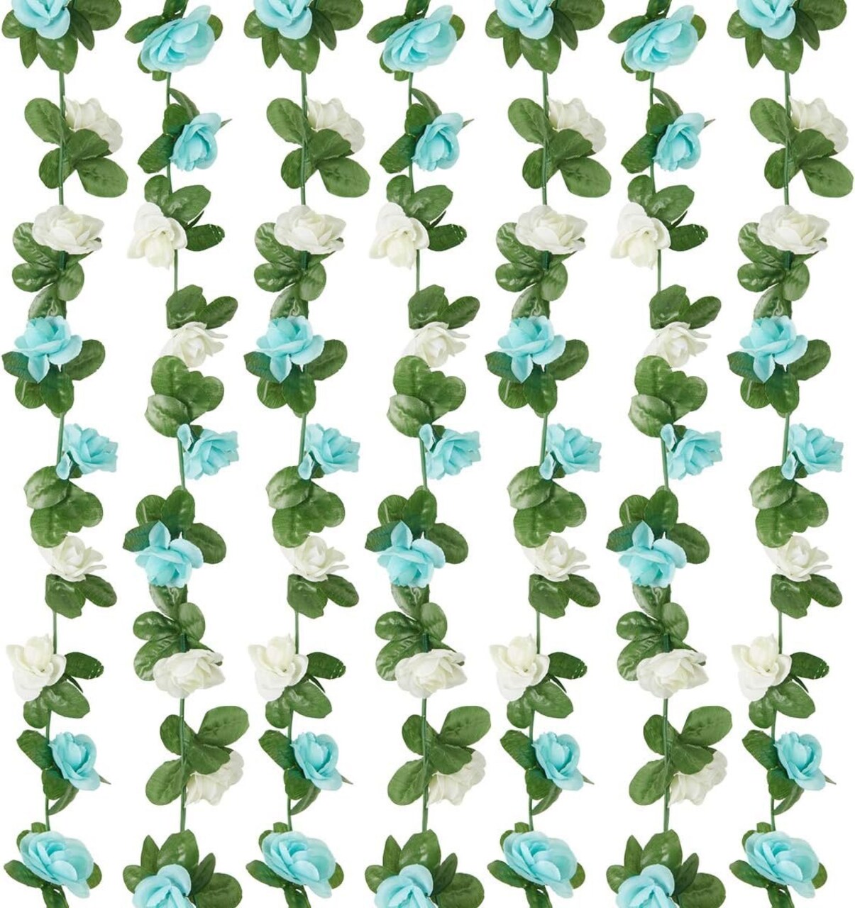 Artificial Rose Rattan Garland Fake Rose Vine Hanging Rose Ivy Baby Blue Flowers for Oh Boy Baby Shower Home Wedding Party Garden Craft Art Decoration